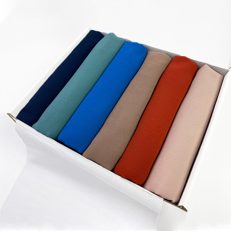 6 Hijab Gift Box – Premium Georgette Hijabs for Women (70 x 30 Inches)