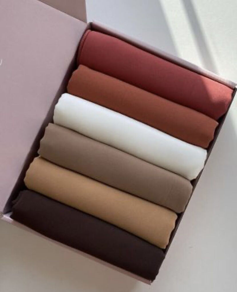 6 Hijab Gift Box – Premium Georgette Hijabs for Women (70 x 30 Inches)