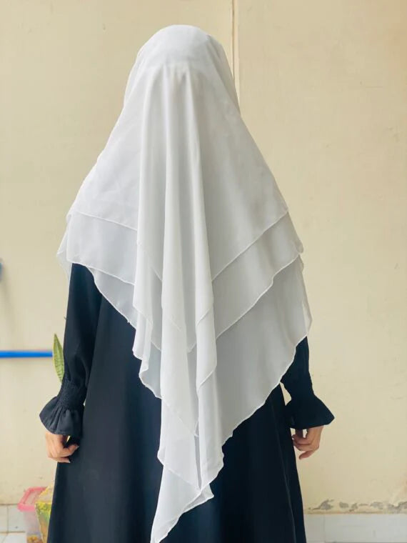 3 Layers Khimar with Tie-Back Niqab – Chiffon/Georgette | Modest Wear | 10+ Colors