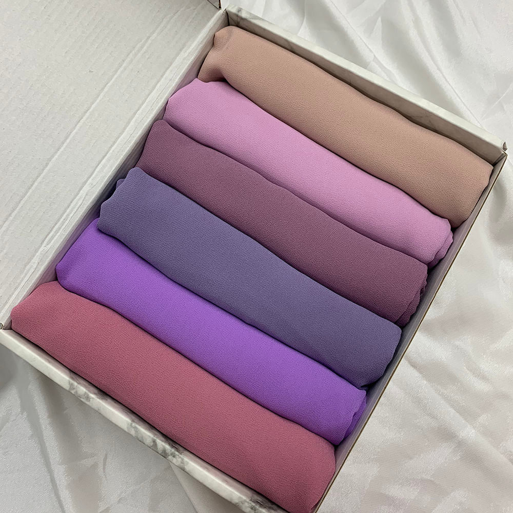 6 Hijab Gift Box – Premium Georgette Hijabs for Women (70 x 30 Inches)