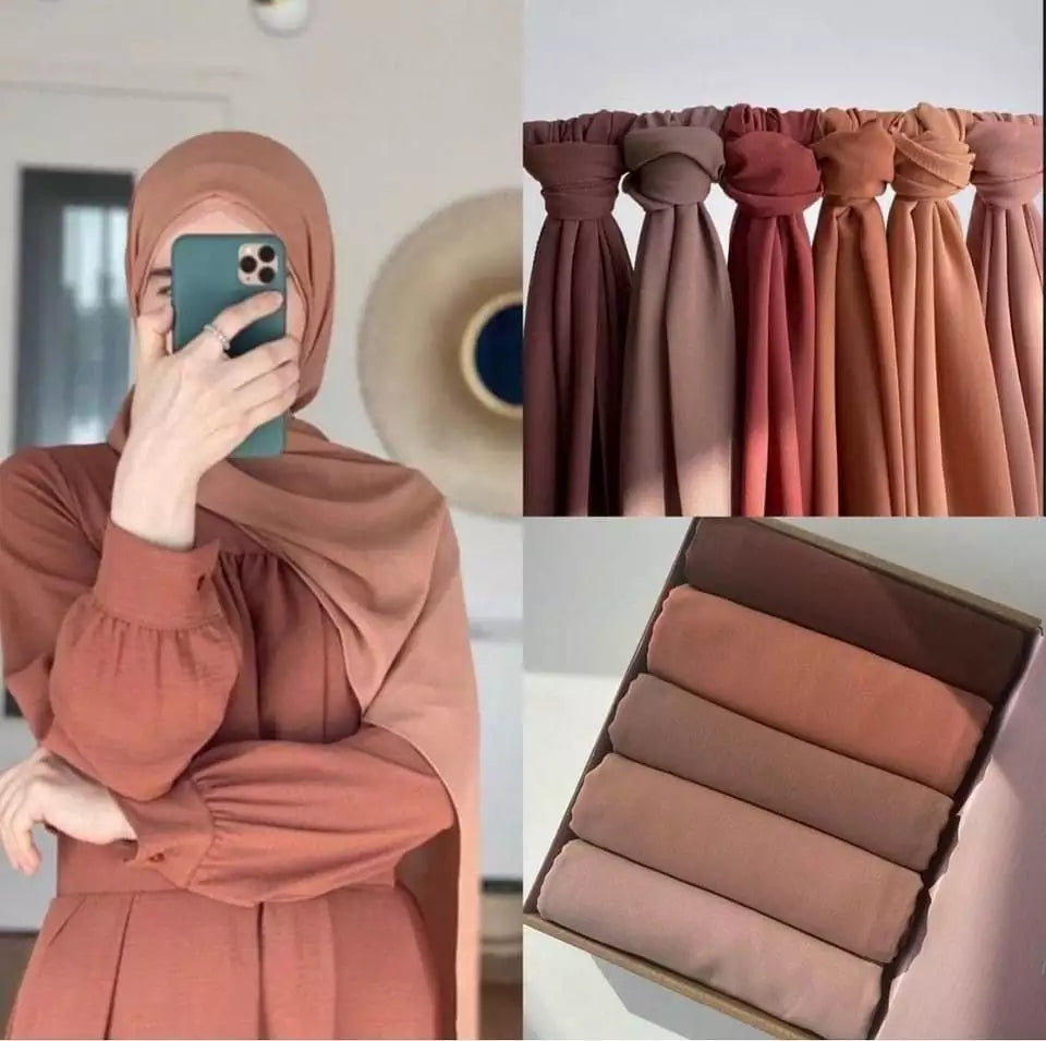 6 Hijab Gift Box – Premium Georgette Hijabs for Women (70 x 30 Inches)