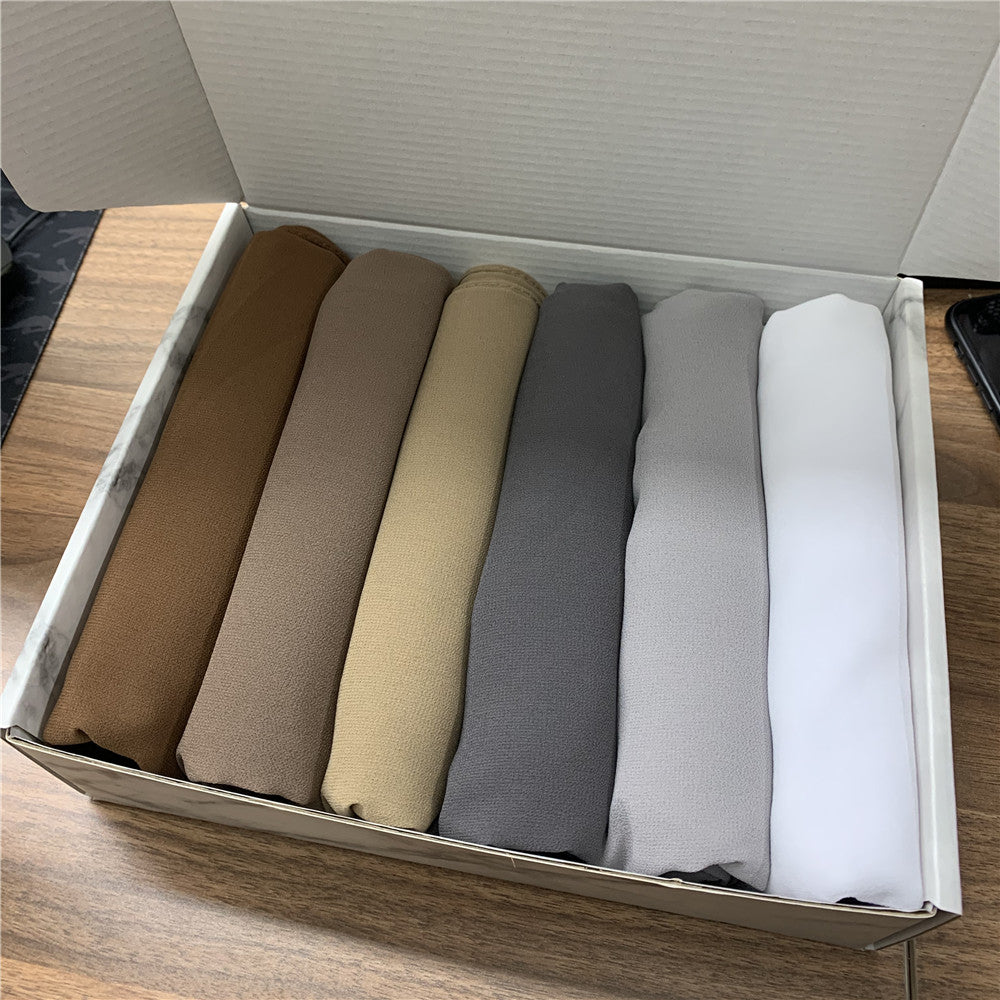 6 Hijab Gift Box – Premium Georgette Hijabs for Women (70 x 30 Inches)