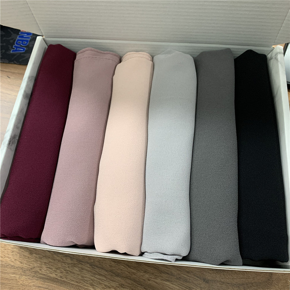 6 Hijab Gift Box – Premium Georgette Hijabs for Women (70 x 30 Inches)