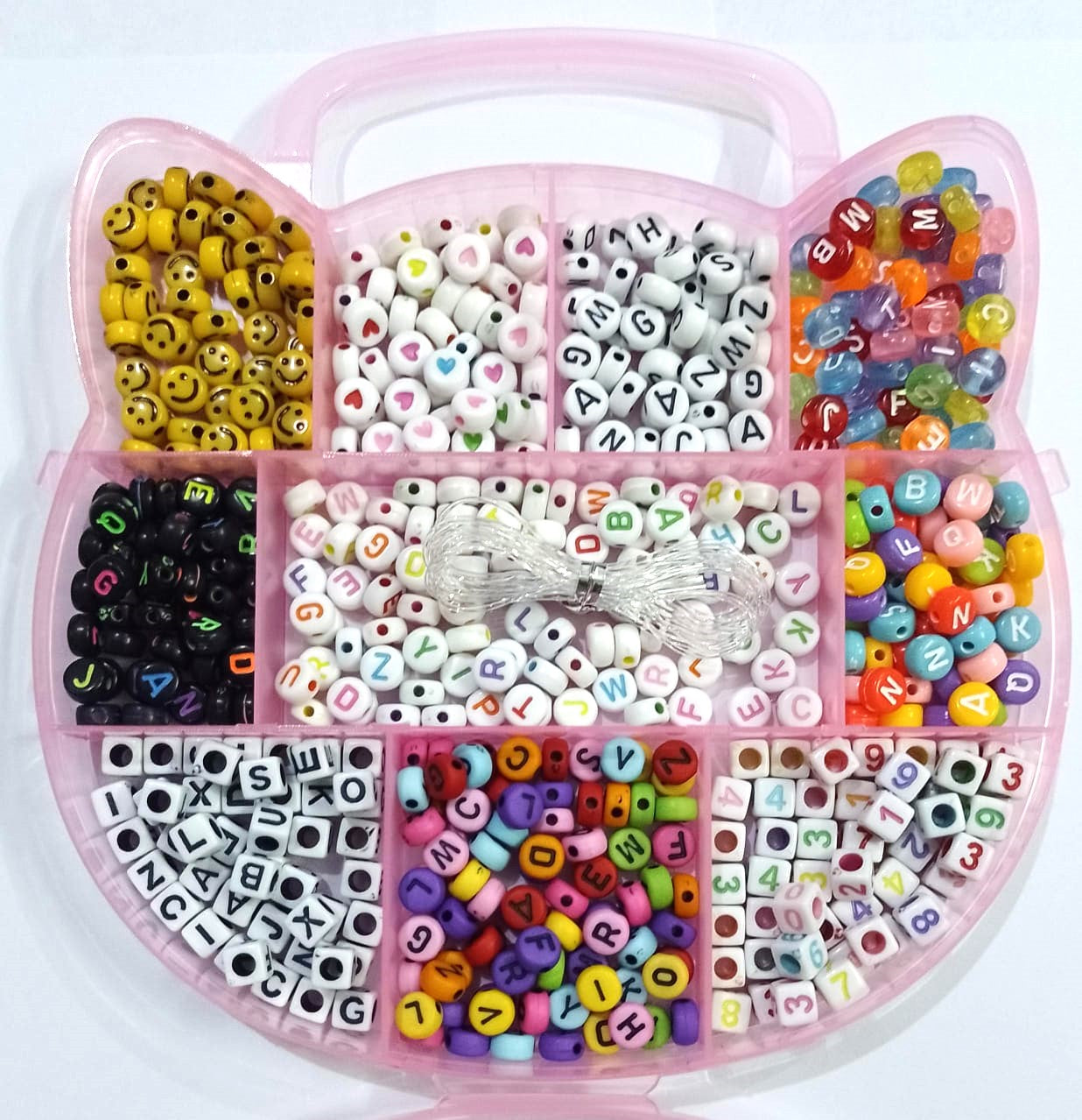 DIY Bracelet Kit – Cat Box Jewelry Making Set for Girls & Kids (Emoji, Letter & Number Beads)