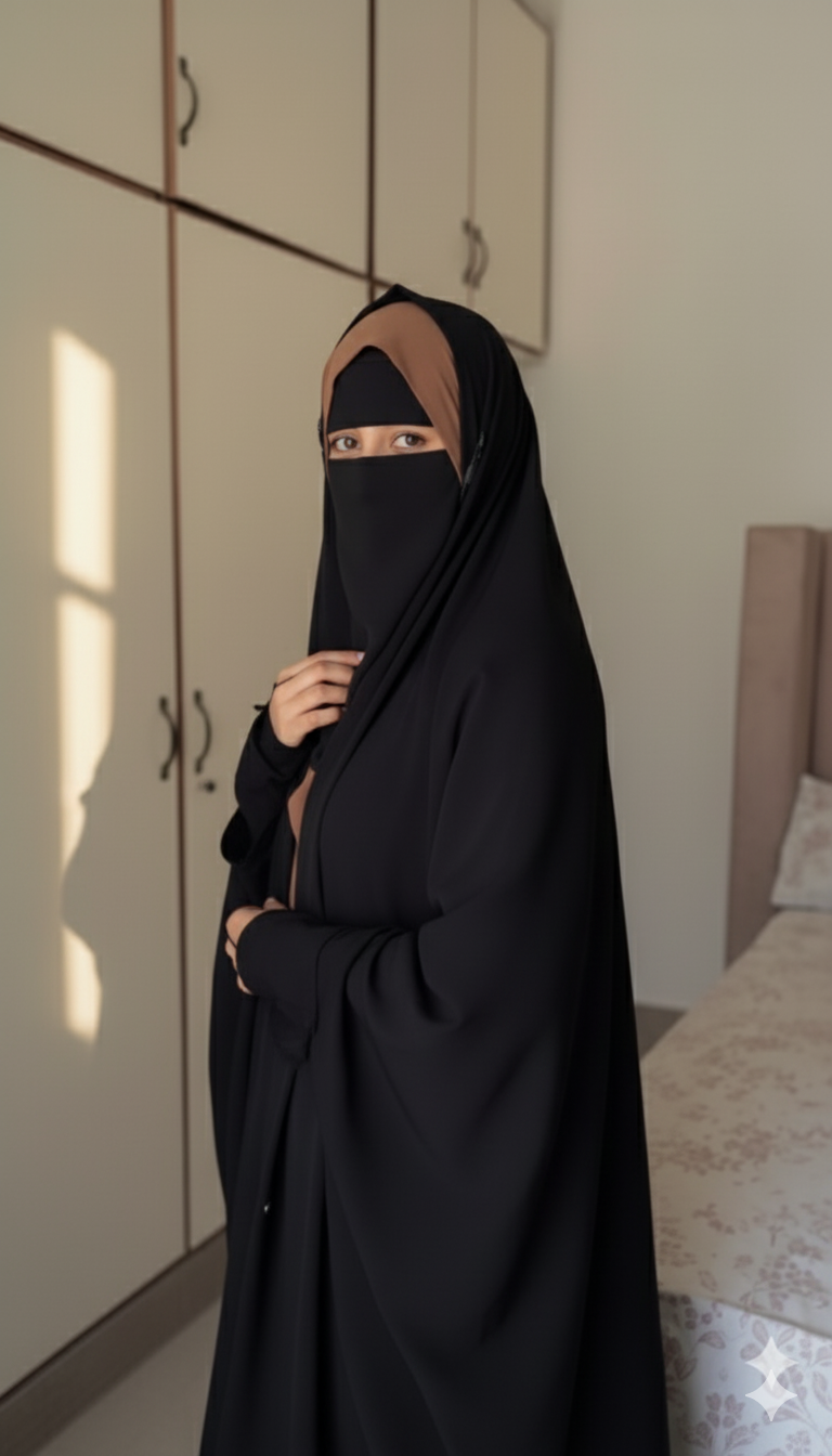 Premium Irani Chadar – Korean Nida, Front Open Button Style – Elastic & Non-Elastic Options – Black & Jet Black