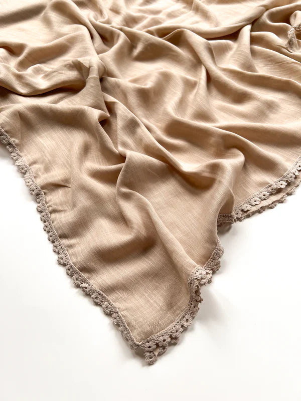 Laced Turkish Lawn Hijab – Fawn