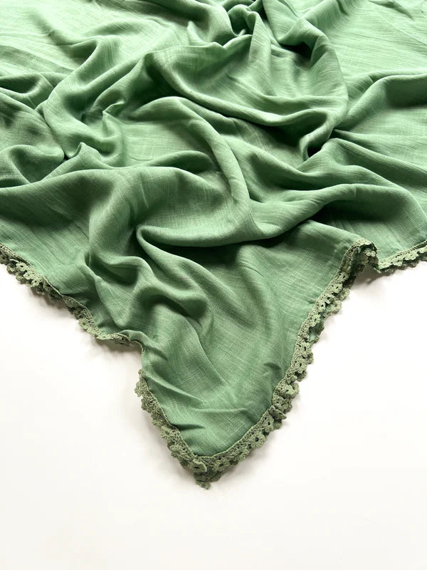 Laced Turkish Lawn Hijab – Green Tea
