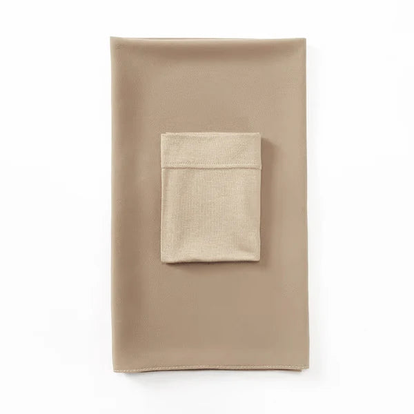 Matching Georgette Hijab & Cap Set – Chiffon Scarf with Bamboo Jersey Undercap - Khaki Beige