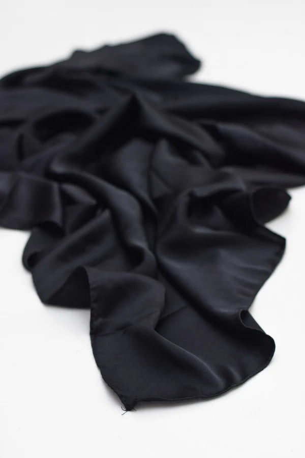 Luxury Modal Satin Hijab – Matte Satin Silk - Black