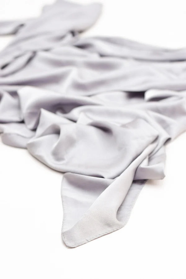 Luxury Modal Satin Hijab – Matte Satin Silk - Silver