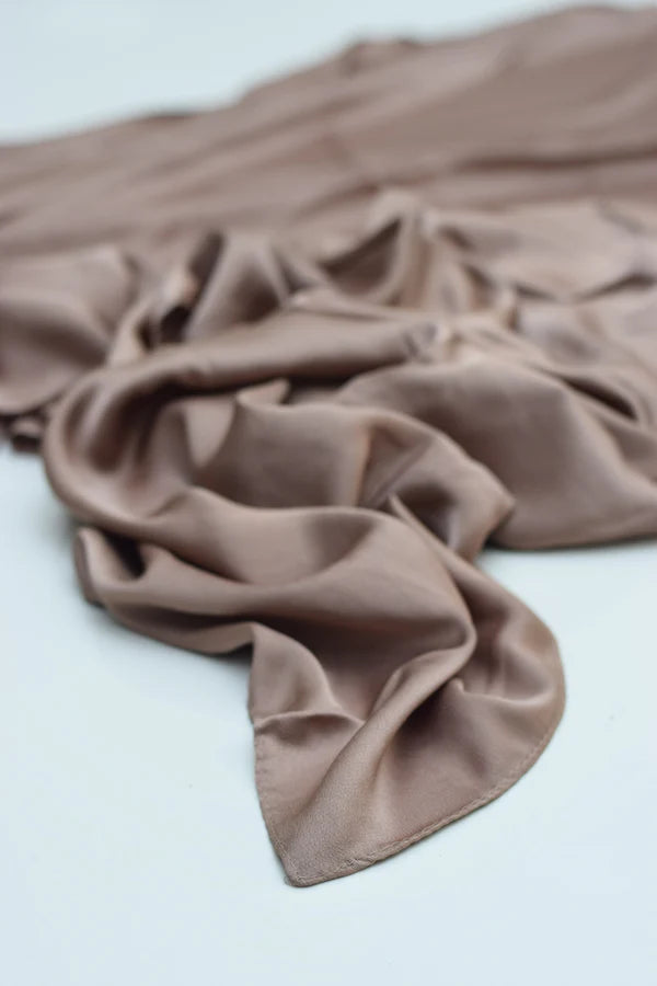 Luxury Modal Satin Hijab – Matte Satin Silk - Taupe