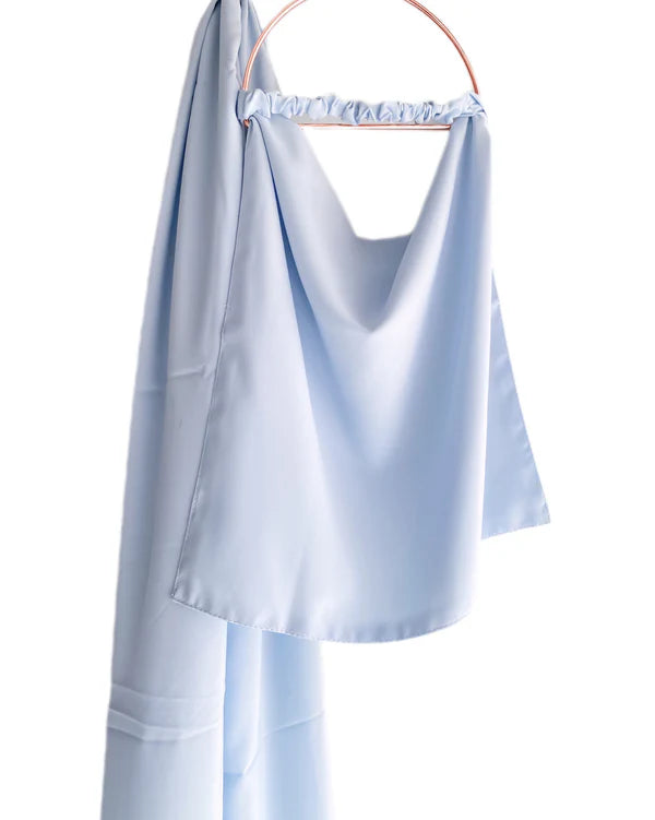 Niqab & XL Hijab Set – Double Chiffon Half Niqab with Extra Long Chiffon Hijab - Sky Blue