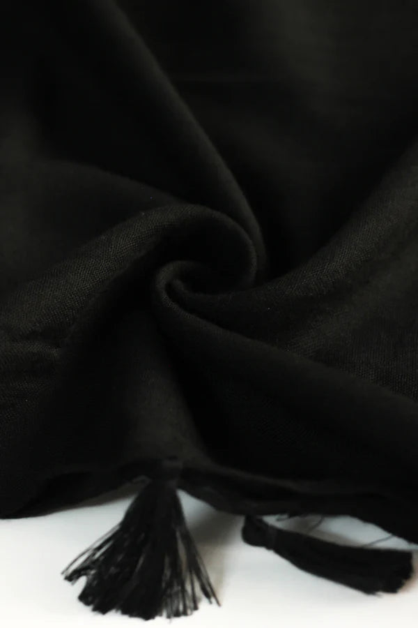 Plain Viscose Hijab with Tassels – Black