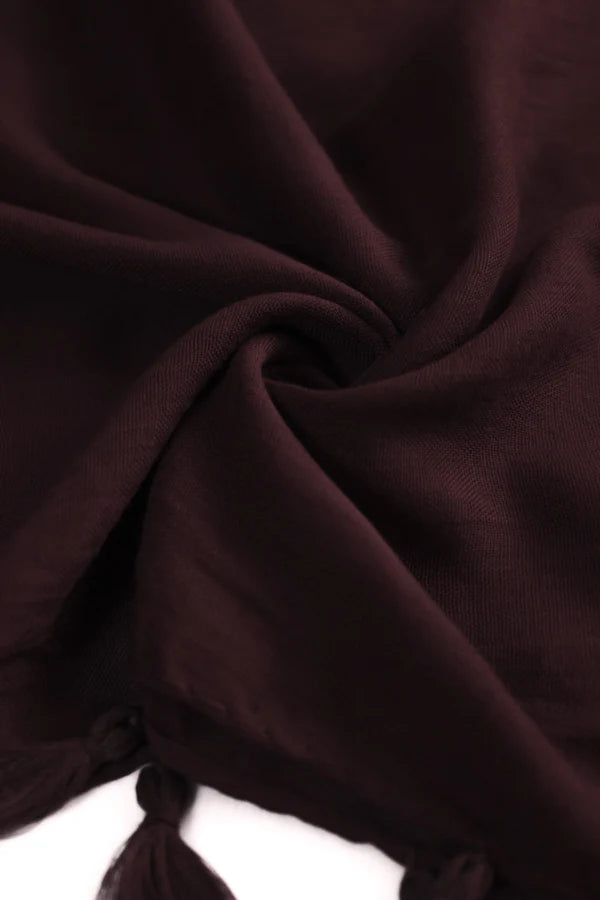 Plain Viscose Hijab with Tassels – Burgundy