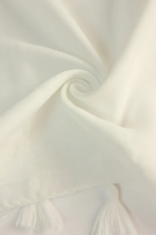 Plain Viscose Hijab with Tassels – Milky White