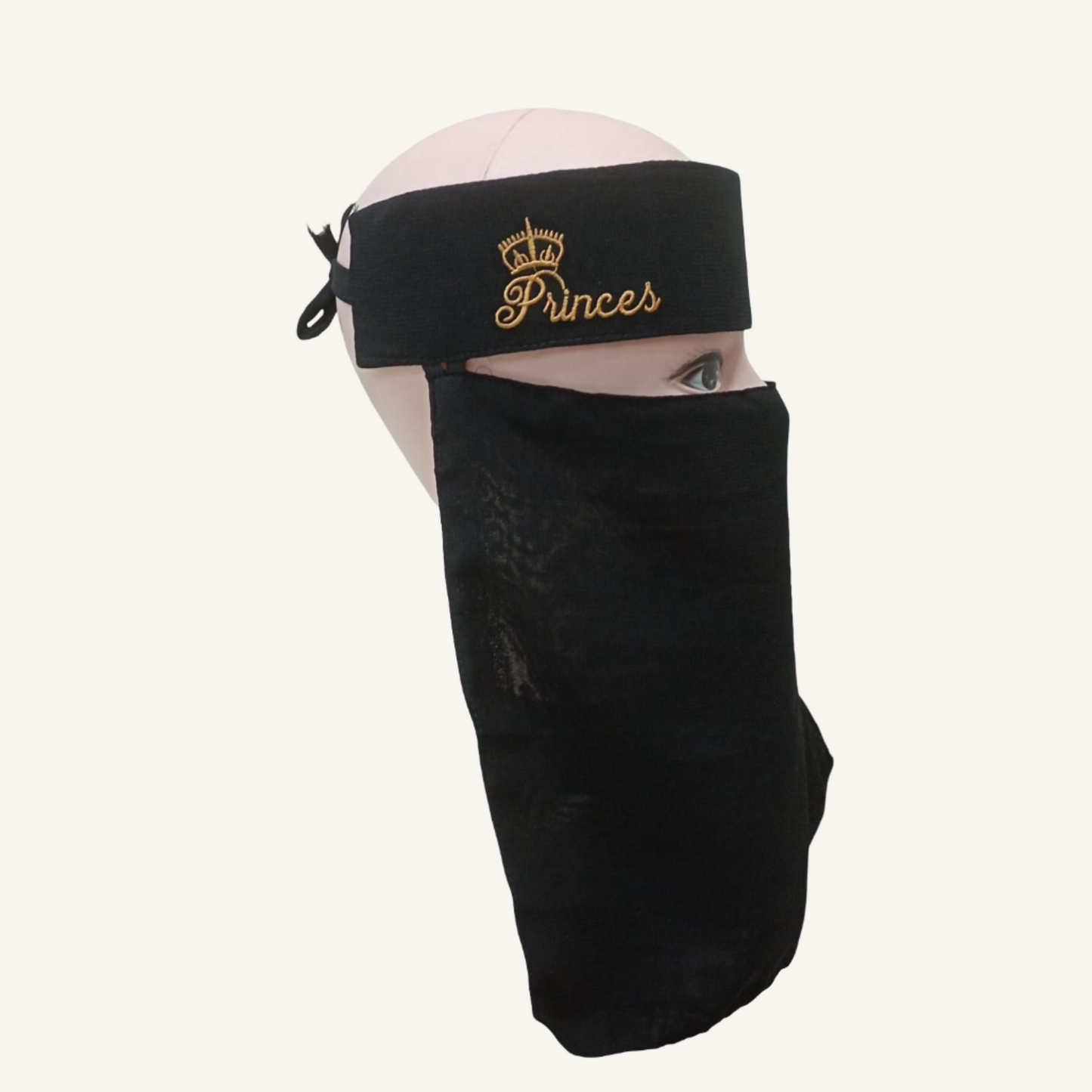 Saudi Embroidery Niqab – Personalized Name Embroidered | Formal Black Niqab