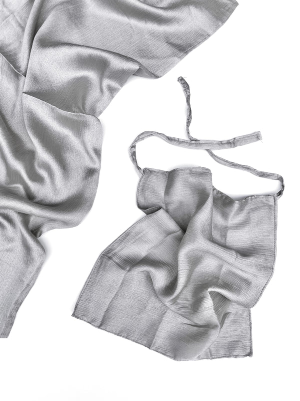 Sheen Hijab & Niqab Set – Crinkle Chiffon Silk Blend - Silver