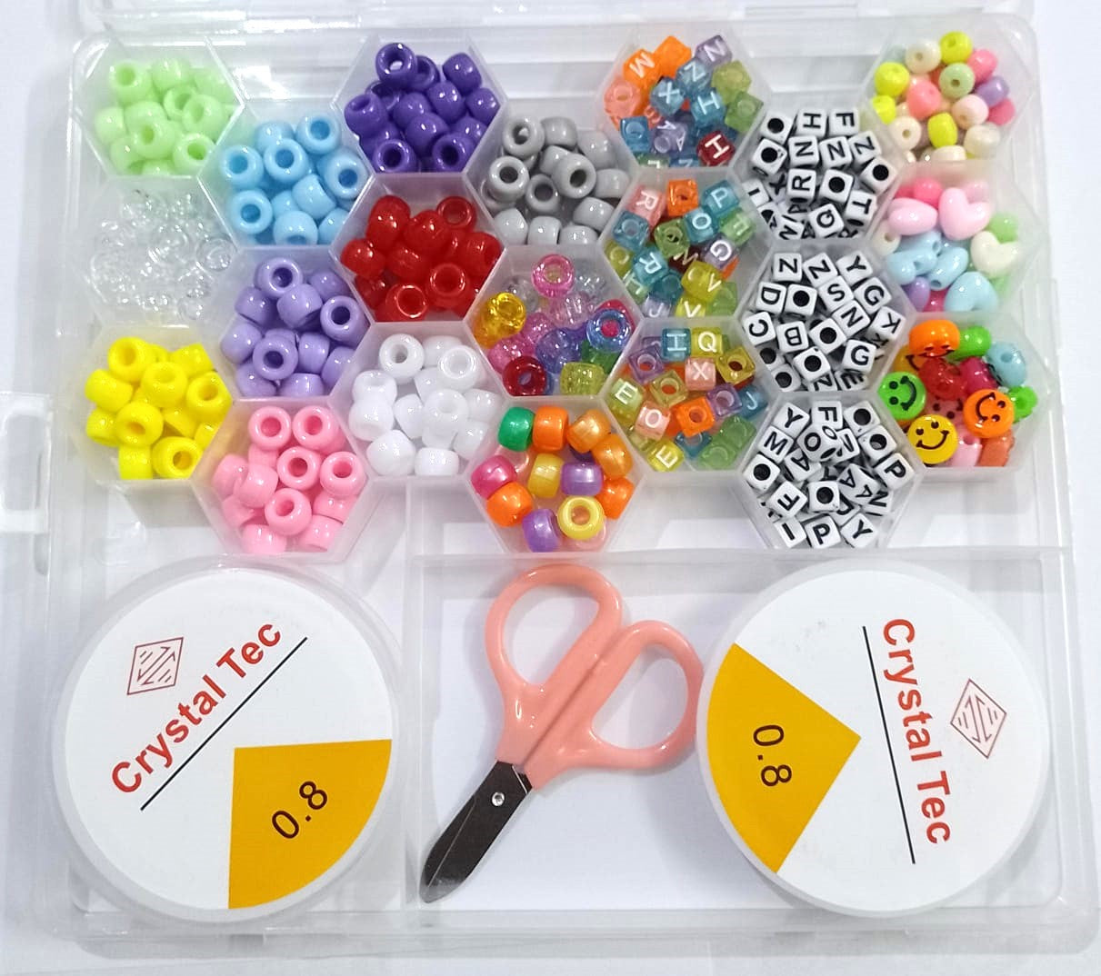 DIY Bracelet Making Kit – Jewelry Craft Beads Set for Girls & Kids (9 Box Shapes – Letters, Numbers & Emoji Beads)