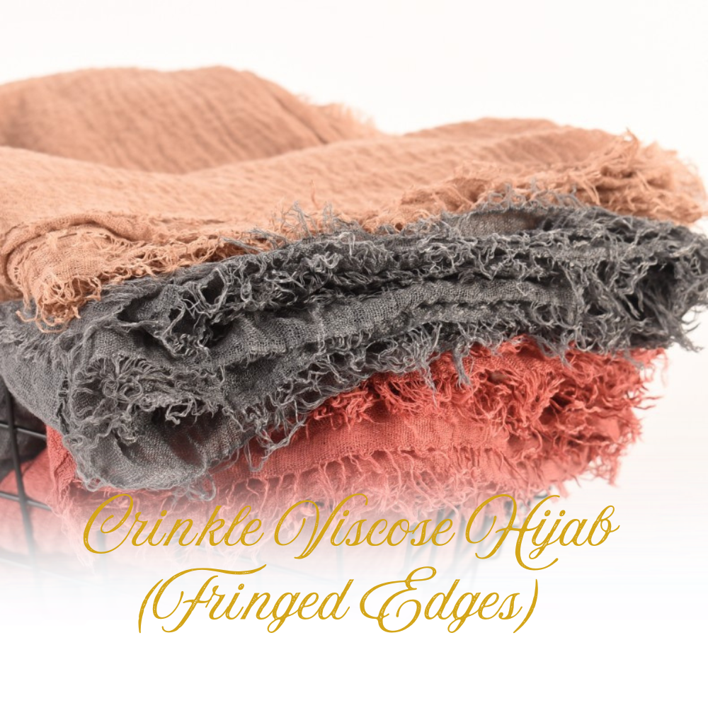 Crinkle Hijab – Soft Viscose with Fringed Edges