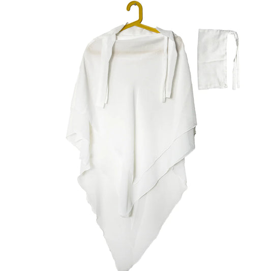 3 Layers Khimar with Tie-Back Niqab – Chiffon/Georgette - White