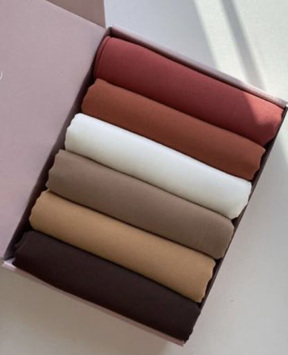 6 Hijab Gift Box – Premium Georgette Hijabs for Women (70 x 30 Inches)