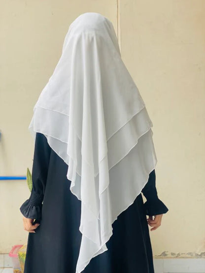 3 Layers Khimar with Tie-Back Niqab – Chiffon/Georgette | Modest Wear | 10+ Colors