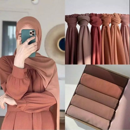 6 Hijab Gift Box – Premium Georgette Hijabs for Women (70 x 30 Inches)