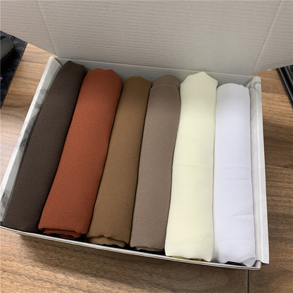 6 Hijab Gift Box – Premium Georgette Hijabs for Women (70 x 30 Inches)