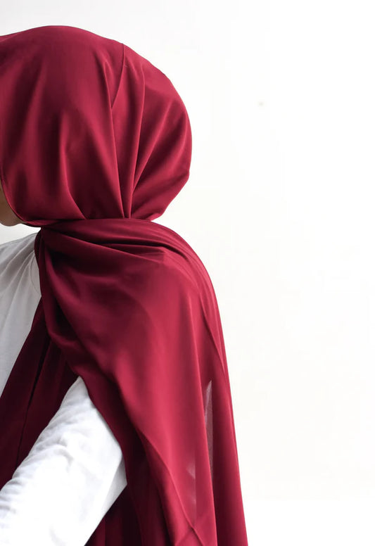 Arabic Sheila – Premium Chiffon Hijab - Maroon