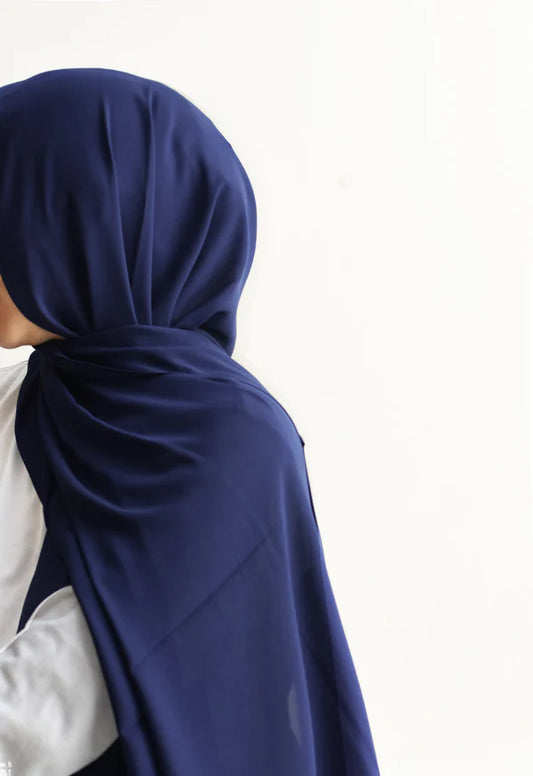 Arabic Sheila – Premium Chiffon Hijab - Navy Blue