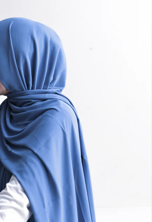 Arabic Sheila – Premium Chiffon Hijab - Pacific Blue