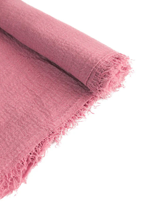 Crinkle Hijab – Soft Viscose with Fringed Edges - Blush