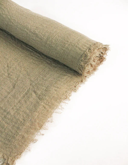 Crinkle Hijab – Soft Viscose with Fringed Edges - Khaki