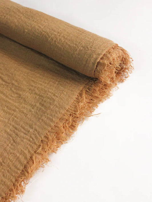 Crinkle Hijab – Soft Viscose with Fringed Edges - Nude