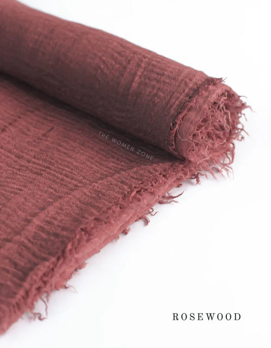 Crinkle Hijab – Soft Viscose with Fringed Edges - Rose Wood