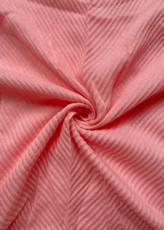 Crumpled Hijab – Soft Viscose Pleated - Flamingo
