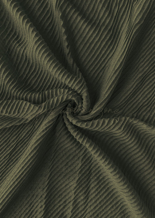Crumpled Hijab – Soft Viscose Pleated - Olive Green