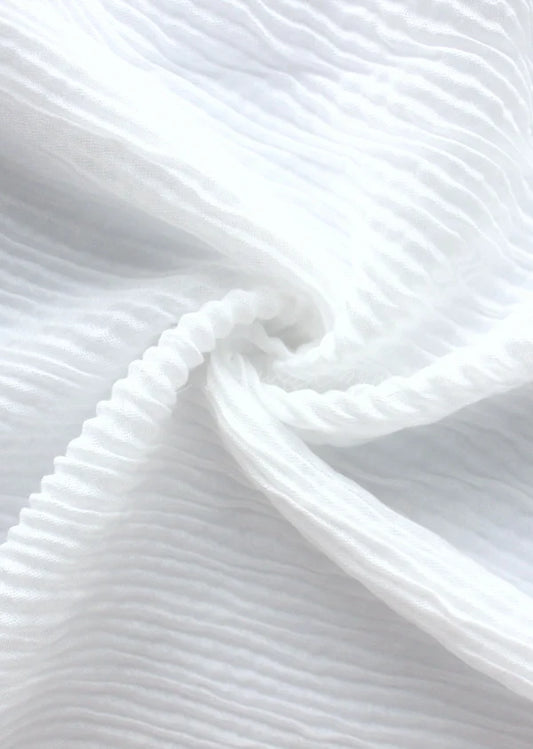 Crumpled Hijab – Soft Viscose Pleated - Pearl White