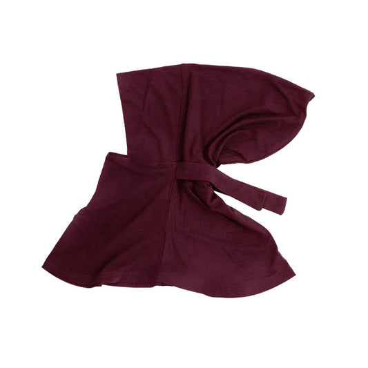 Full Coverage Undercap (Tie-Back) – Bamboo Jersey Hijab Cap - Dark Maroon
