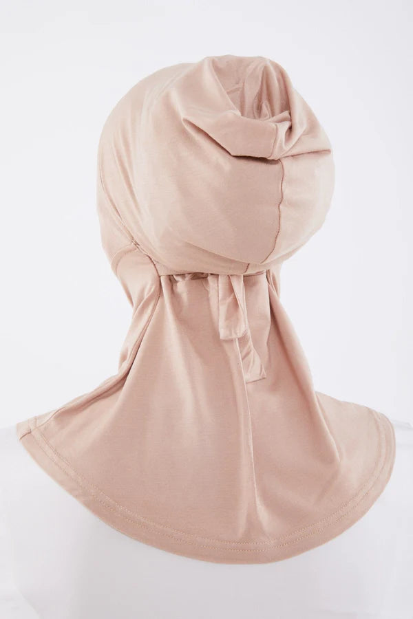 Full Coverage Undercap (Tie-Back) – Bamboo Jersey Hijab Cap - English Beige