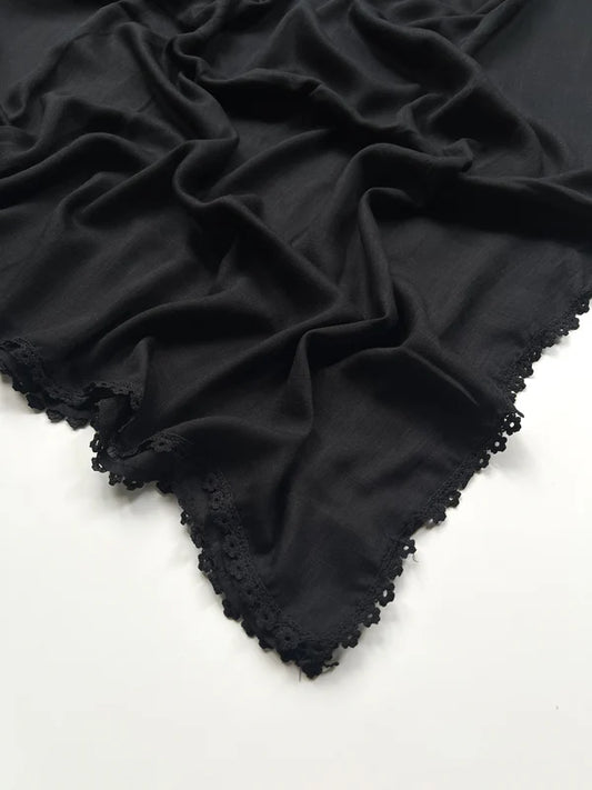Laced Turkish Lawn Hijab – Black