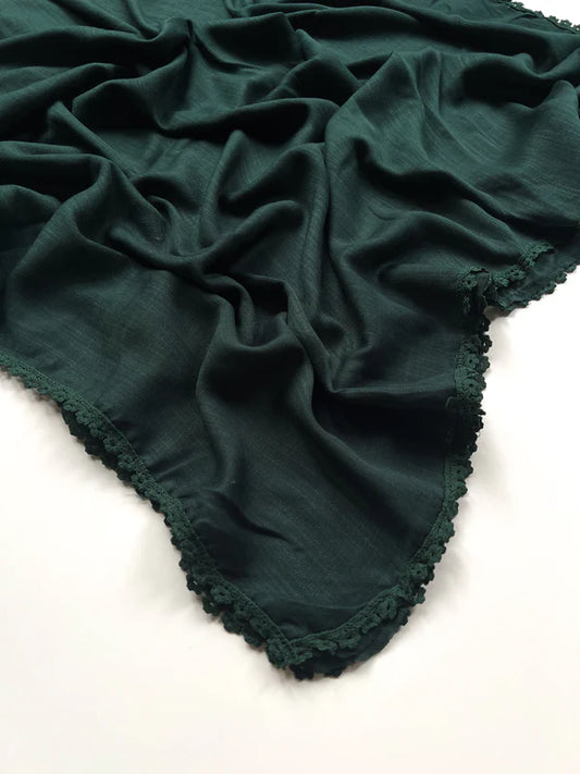 Laced Turkish Lawn Hijab – Emerald