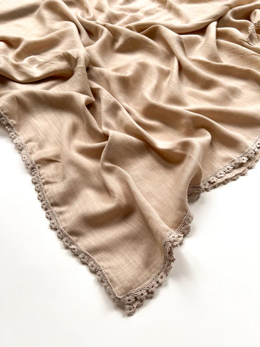 Laced Turkish Lawn Hijab – Fawn