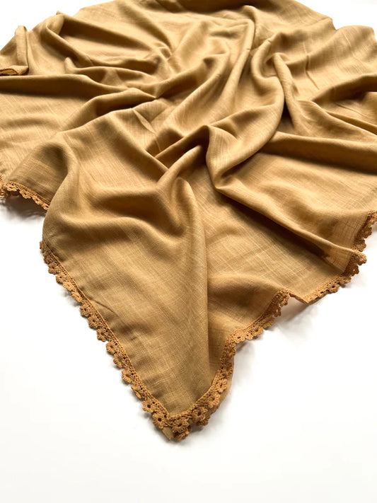 Laced Turkish Lawn Hijab – Honey