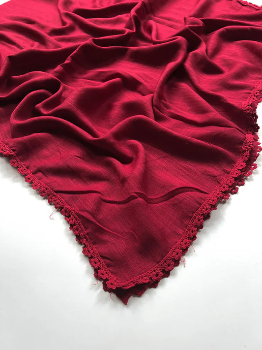 Laced Turkish Lawn Hijab – Maroon
