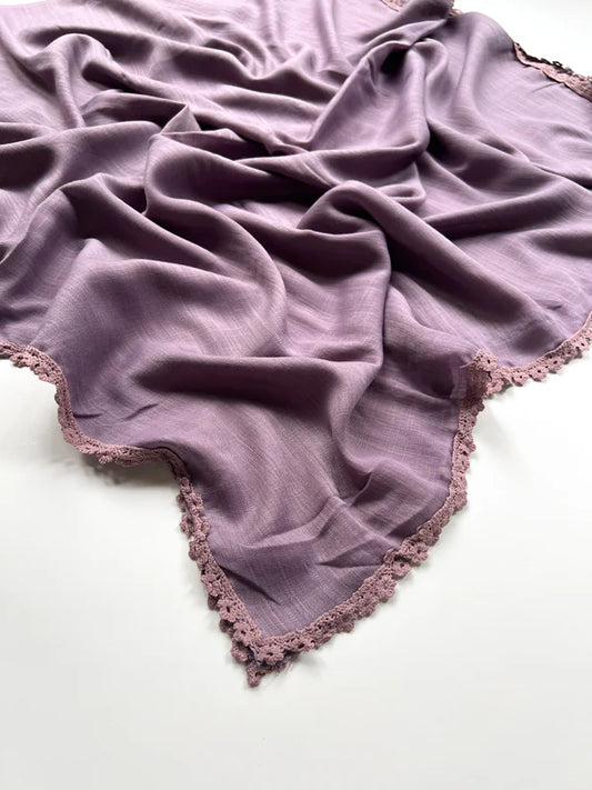 Laced Turkish Lawn Hijab – Mauve