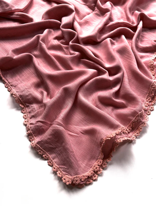 Laced Turkish Lawn Hijab – Vintage Rose
