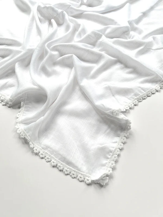Laced Turkish Lawn Hijab – White