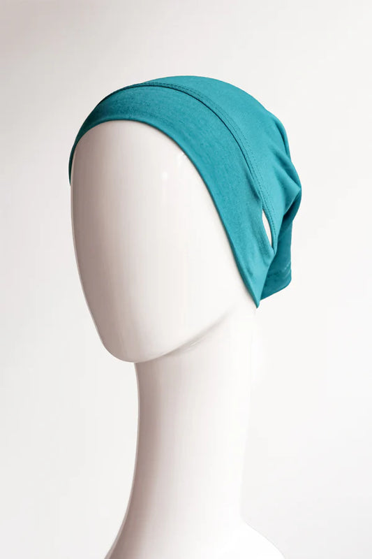 Malaysian Ear-Hole Hijab Cap – Breathable Jersey Undercap with Ear Openings - Aqua