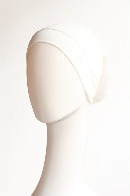Malaysian Ear-Hole Hijab Cap – Breathable Jersey Undercap with Ear Openings - Milky White